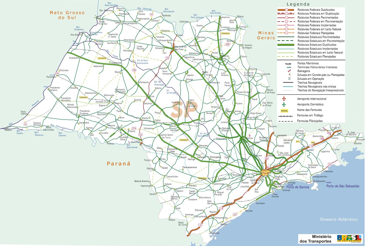 Mapa Rodoviário Estado São Paulo